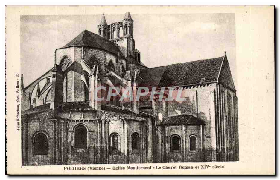 Poitiers (Vienne) — Église Montiarnneuf - Le Chevet Roman - et XIVe siècle — Jules Robachium, phot. Poitiers - 55