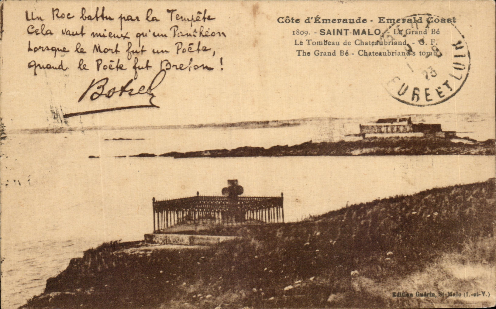 Le Tombeau de Chateaubriand - Le Grand Bé — Saint-Malo — Édition Guérin, St-Malo (1.-et-V.)