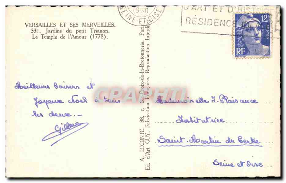 CPA Versailles Et Ses Merveilles Jardins Du Petit Trianon Le Temple De l'Amour — Verso