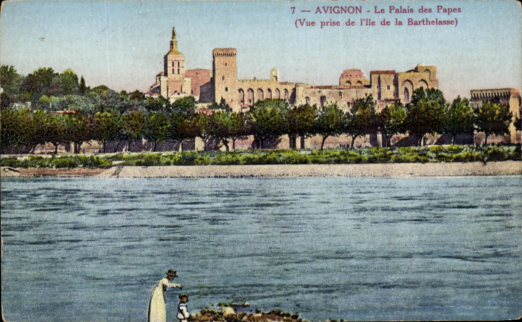 CPA Avignon Le palais des Papes Vue prise de l'ile de la Barthelasse