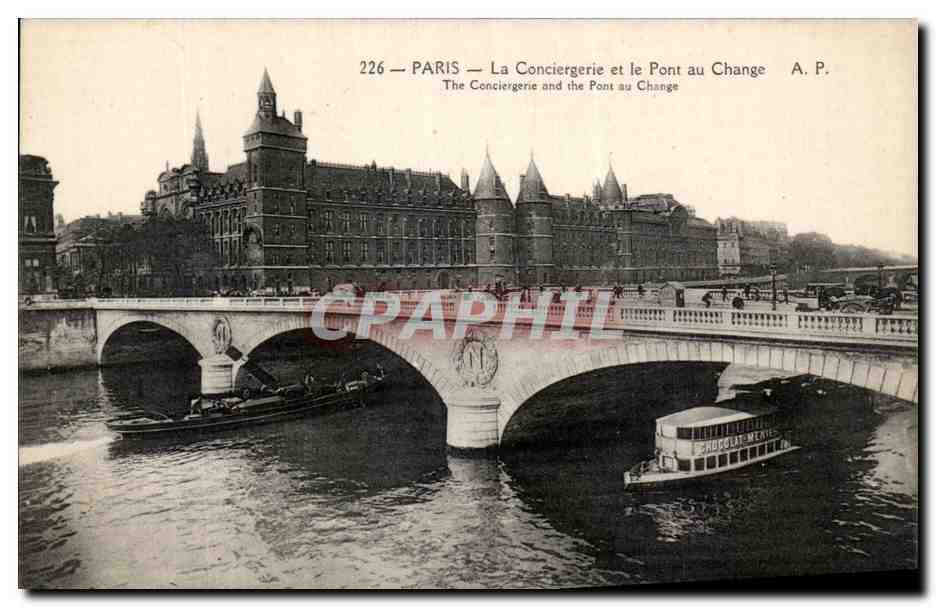 CPA Paris la Conciergerie et le Pont au Change Peniche