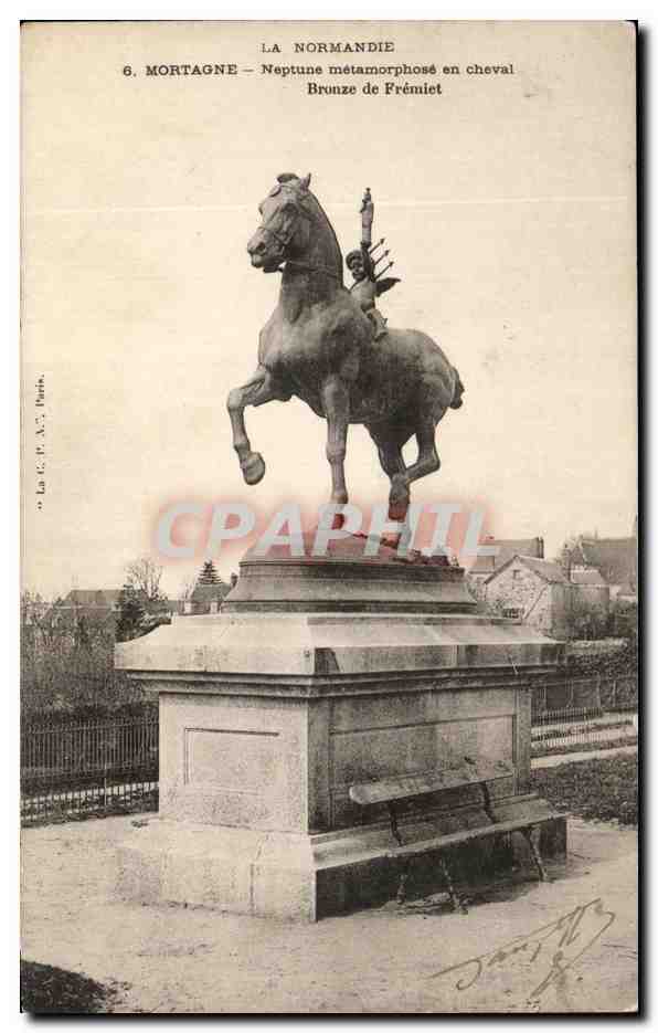 Mortagne – Neptune métamorphosé en cheval – Bronze de Frémiet
