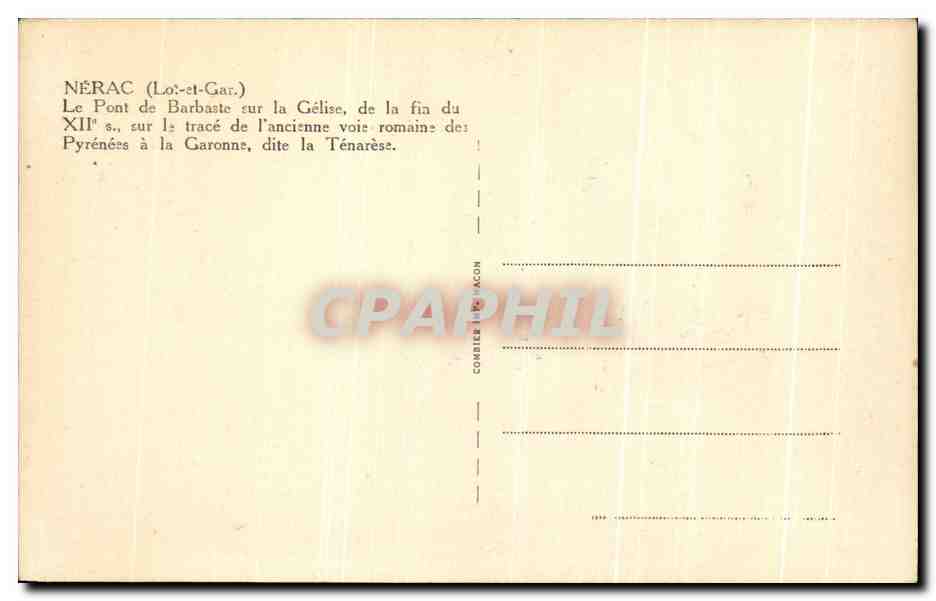 CPA Nerac Le Pont de Brbaste Sur la Gelise  — Back