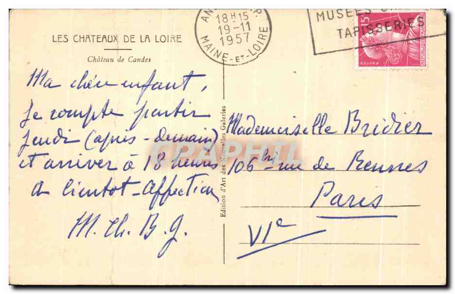 CPA Le Chateaux De La loire Chateau de Candes — Rückseite