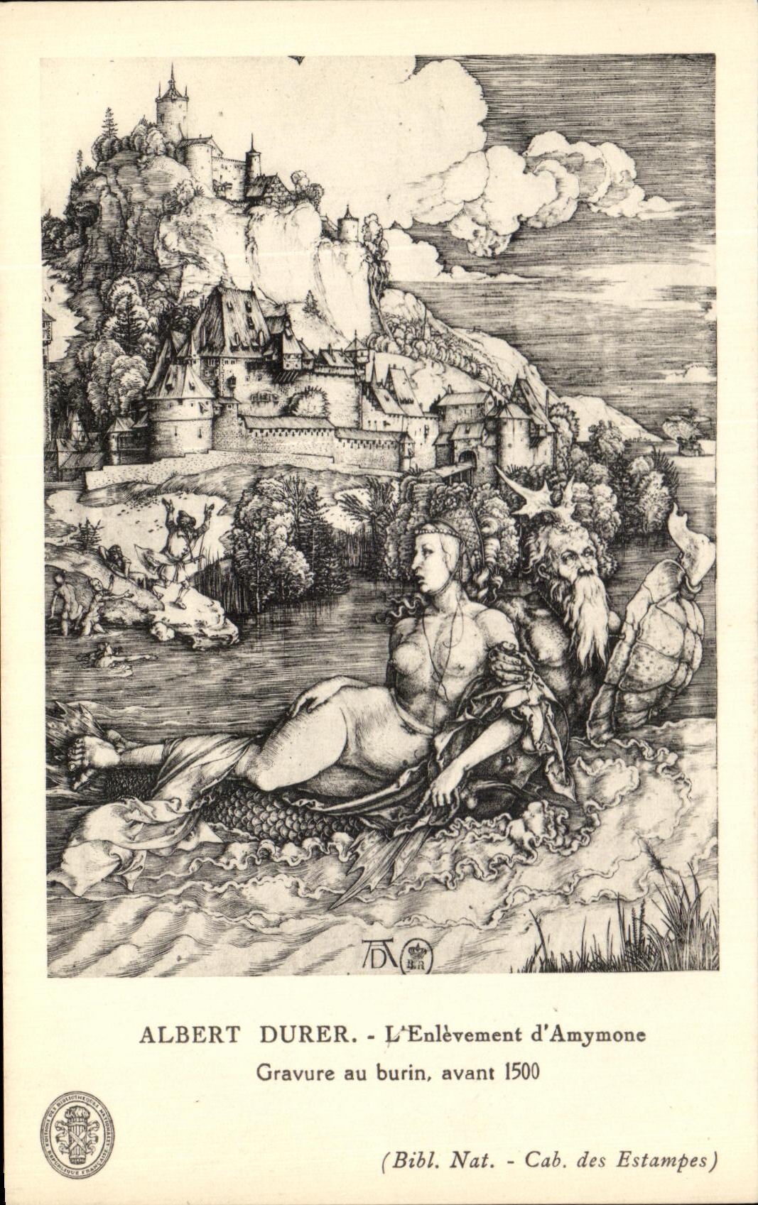 CPA Albert Durer L'enlevement d'Amymone Gravure au Burin Avant 1500