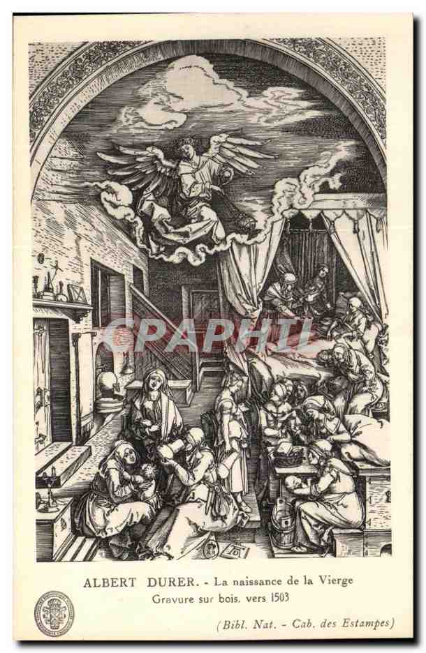 CPA Albert Durer La naisssance de la Vierge Gravure sur bois Vers 1503