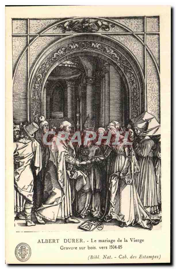 CPA Albert Durer Le mariage de la Vierge Gravure sur Bois vers 1504 1505