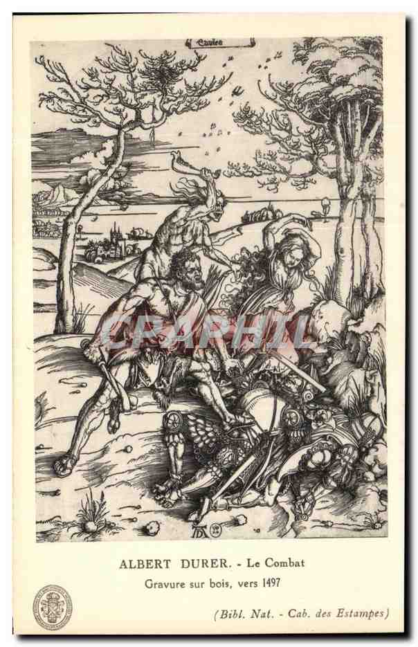 CPA Albert Durer Le Combat Gravure Sur bois Vers 1497