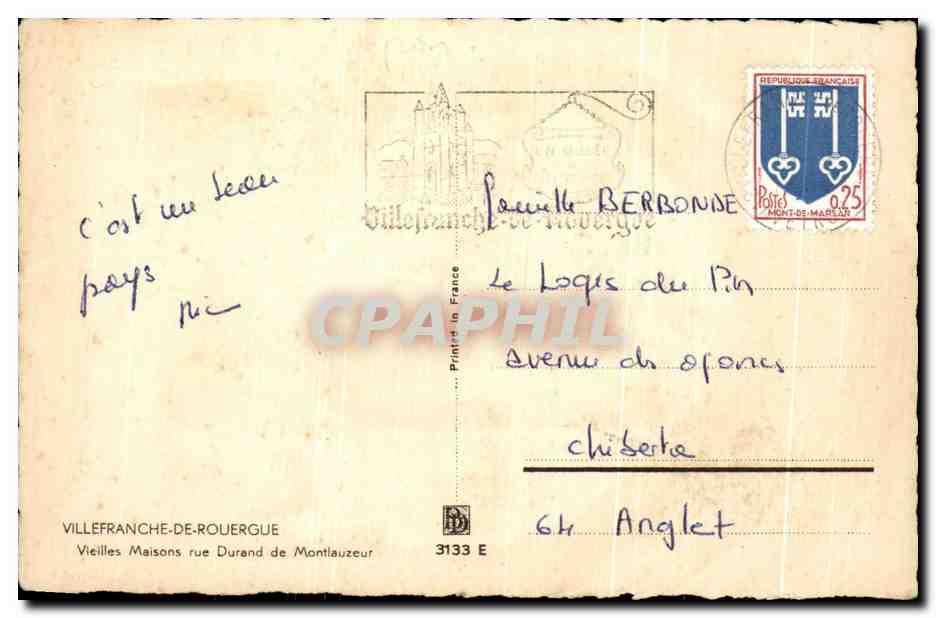 CPA Villefranche De Rouergue Vieilles Maisons rue Durand de montlauzeur — Rückseite