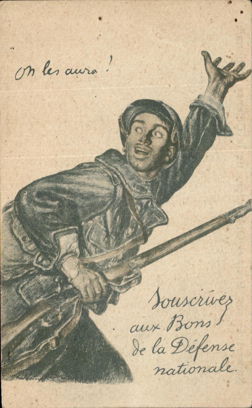 CPA Bons La Defense Nationale Militaria Poilu 