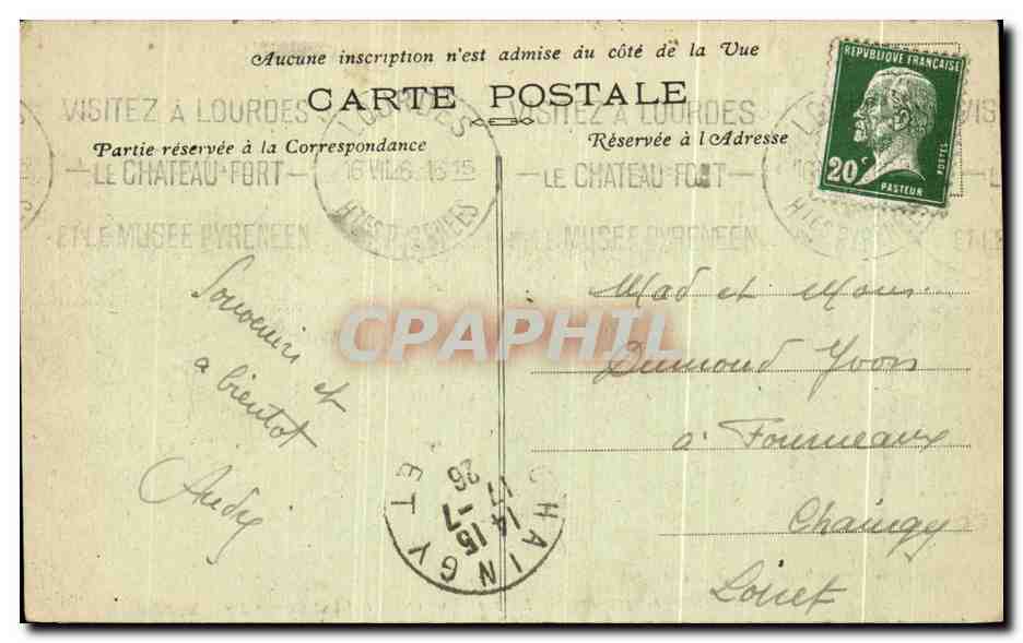 CPA Lourdes La Basilique et les Petit et Grand Jer — Verso