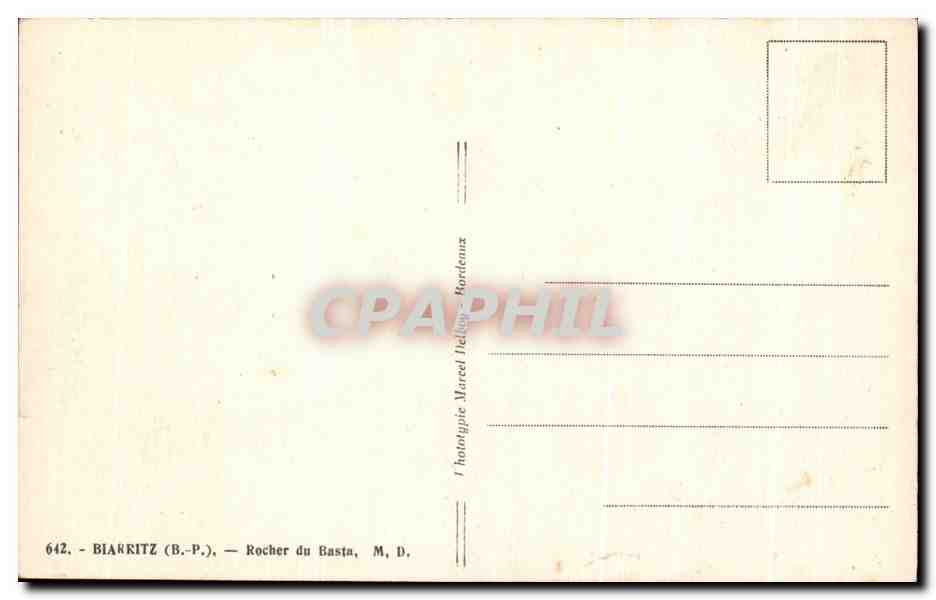 CPA Biarritz Rocher du Basta — Verso