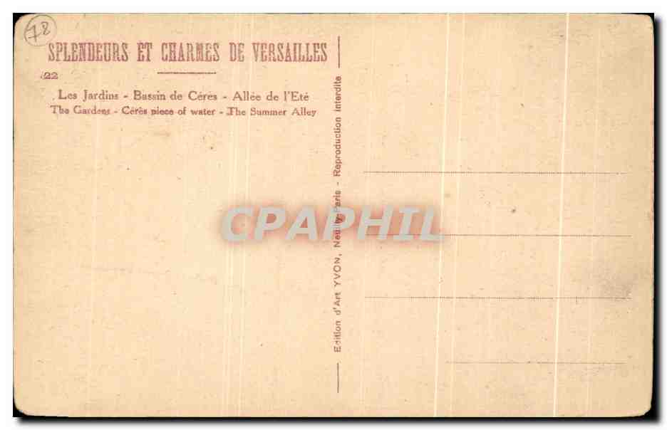 CPA Splendeurs Et Charmes De Versailles Les Jardins Bassin De Ceres Allee De l'Ete — Verso