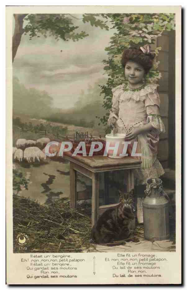CPA Etait Une Bergere Enfant Chat 