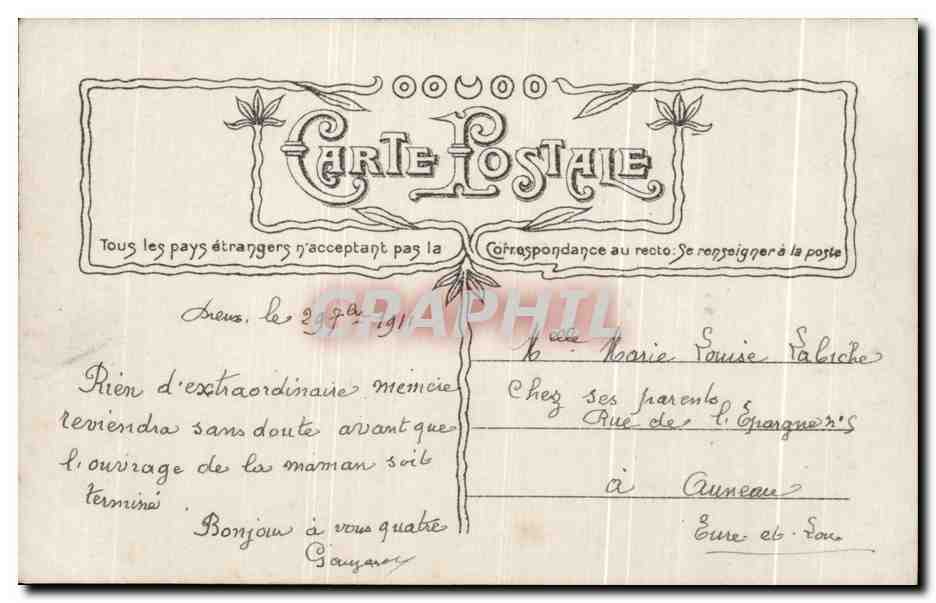 CPA Etait Une Bergere Enfant Chat  — Rückseite