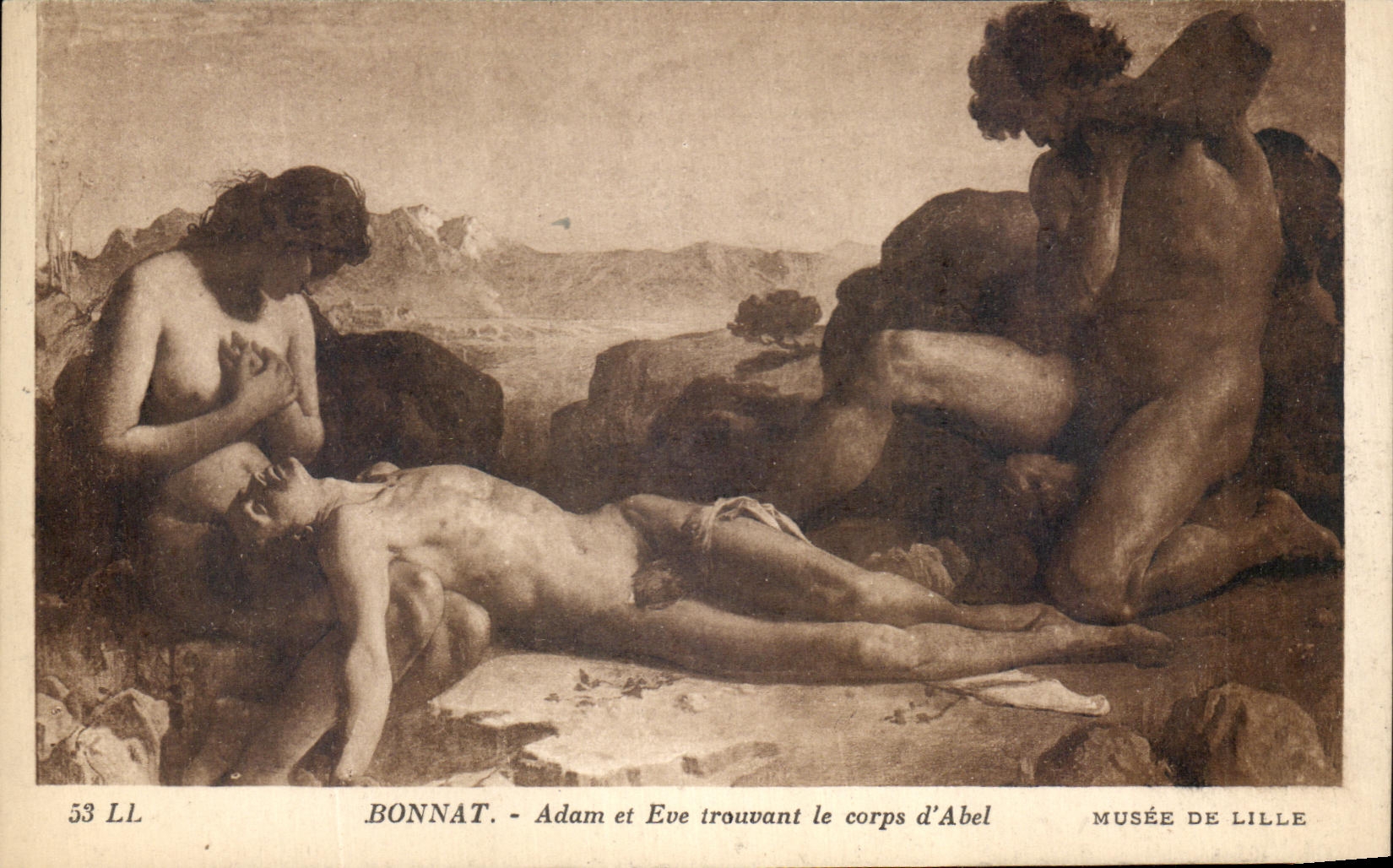 CPA Bonnat Adam Et Eve Trouvant Le Corps d'Abel Musee De Lille