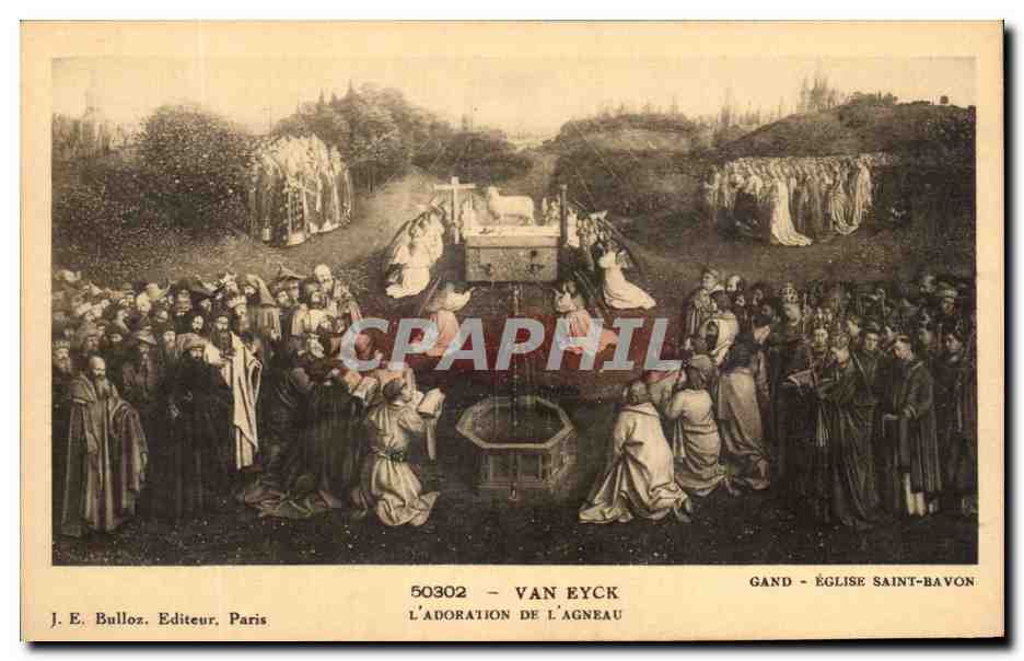 CPA Van Eyck Gand Eglise Saint Bavon L'Adoration De l'Agneau