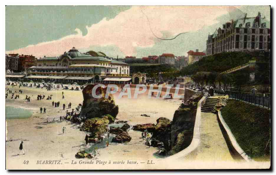 CPA Biarritz La Grande Plage a maree basse