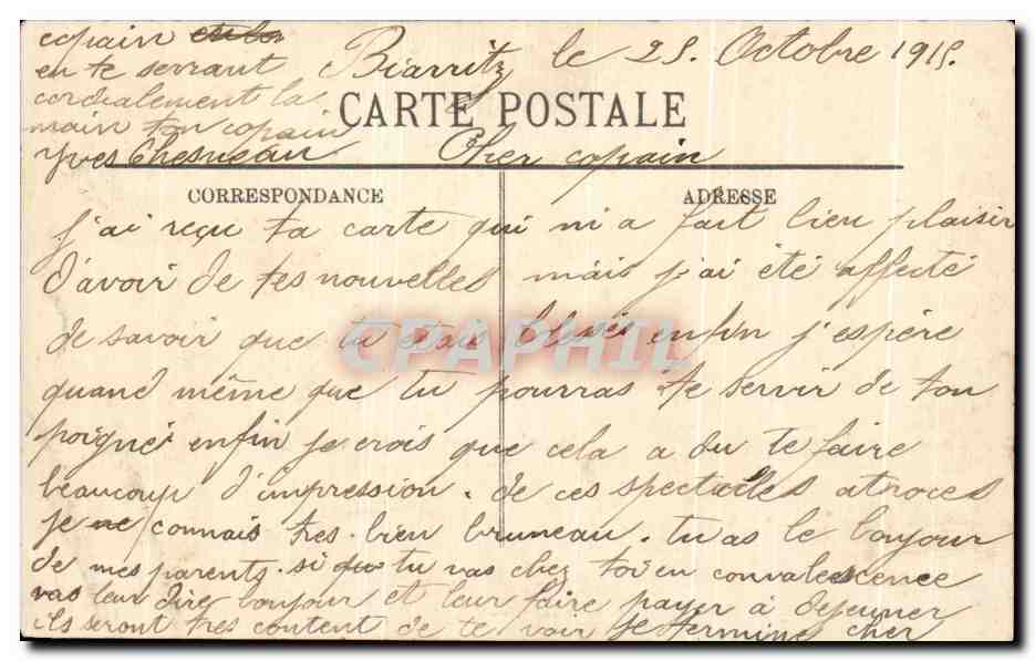 CPA Biarritz La Grande Plage a maree basse — Verso