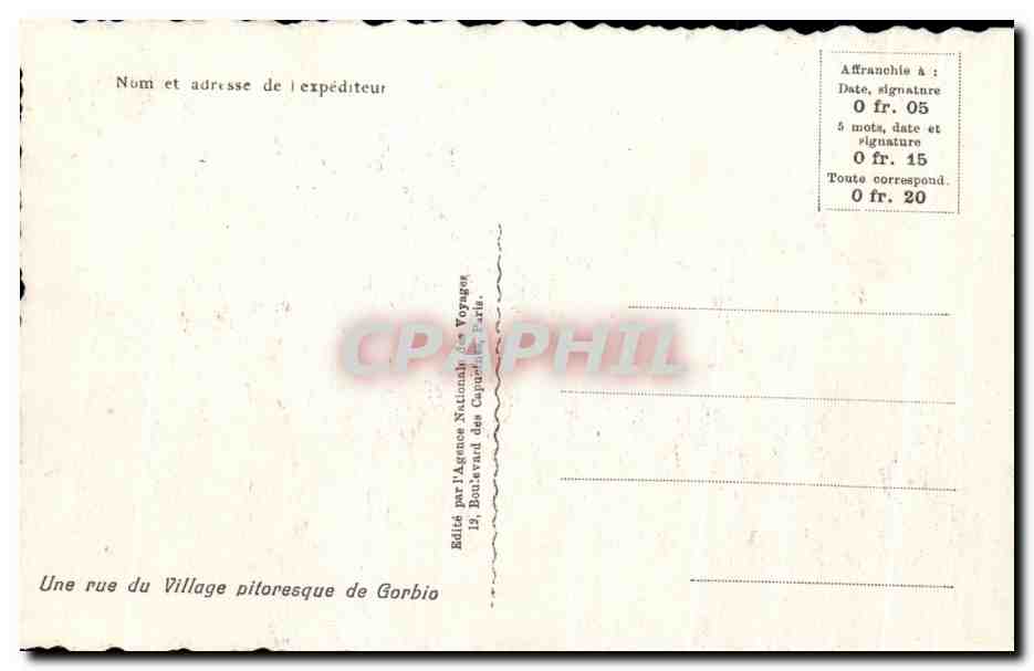 CPA Une rue du Village pittoresque de Gorbio — Rückseite