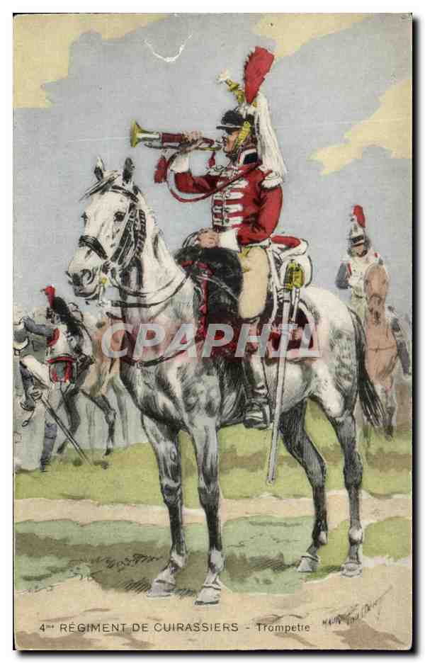 CPA 4eme Regiment De Cuirassiers Trompette Militaria Cheval