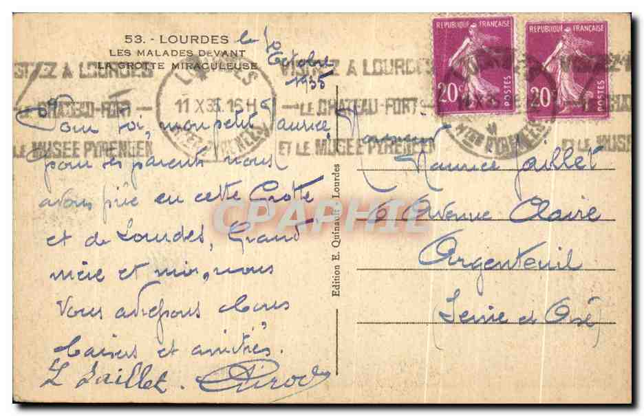 CPA Lourdes Les Malades Devant La grotte Miraculeuse — Verso