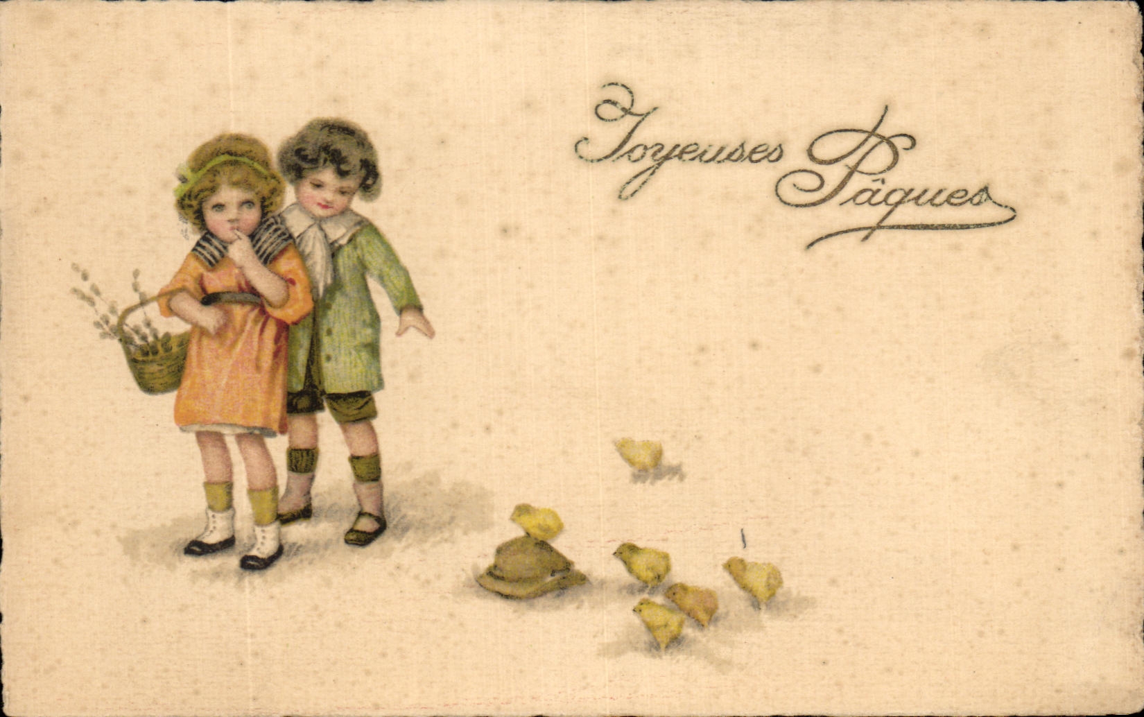 CPA Enfants paques Poussins 