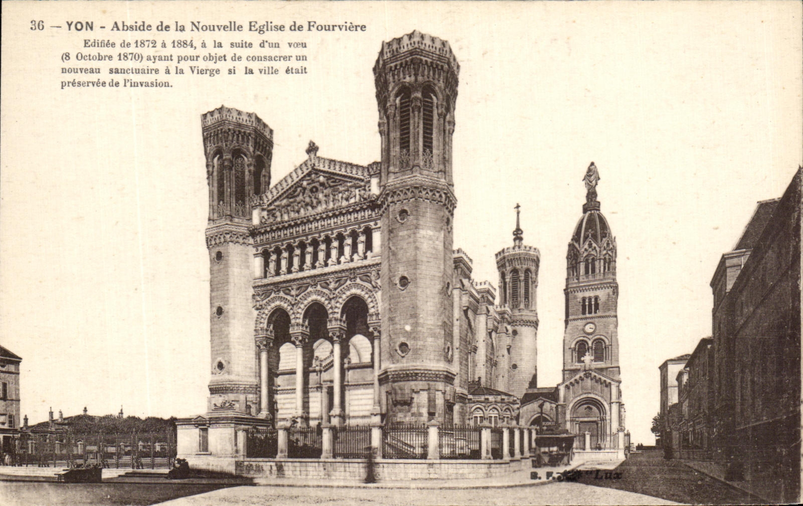 YON - Abside de la Nouvelle Église de Fourvière — Édifiée de 1872 à 1884, suite d'un vœu de 1870 pour consacrer un nouveau sanctuaire à la Vierge si la ville était préservée de l'invasion — B. Fallet - Lux