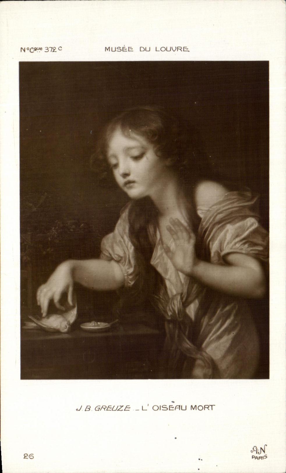 CPA J B Greuze L'Oiseau Mort Musee du Louvre Paris 