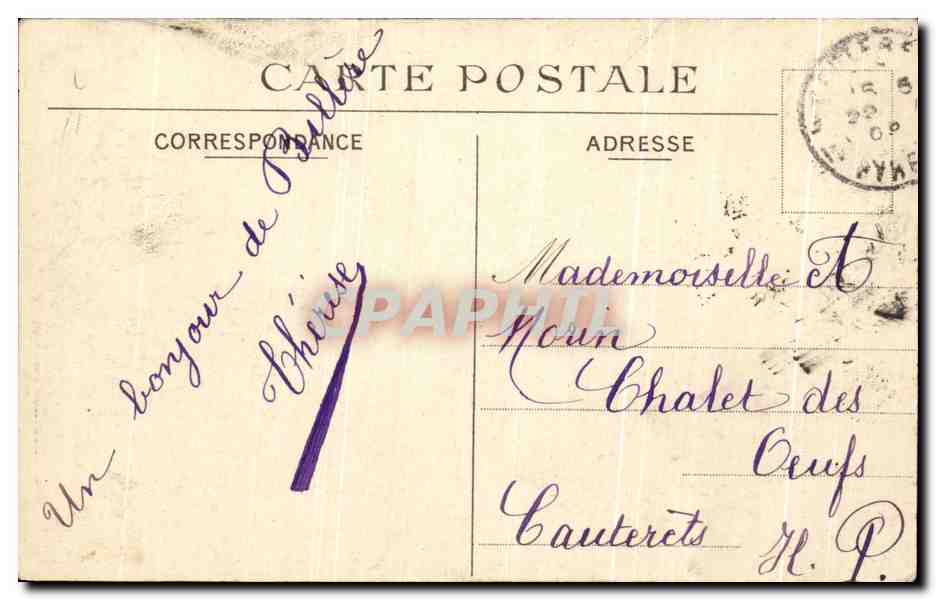 Pau — Le Château Henri IV pris du Boulevard — éditeur non visible — Rückseite
