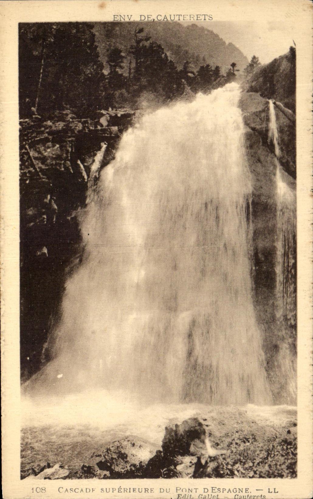 Cascade supérieure du Pont d'Espagne — Env. de Cauterets — Edit. Gallet — LL