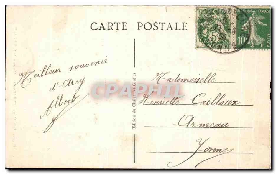 CPA Grottes d'Arcy sur Cure Un coin de la Salle du Chaos — Verso