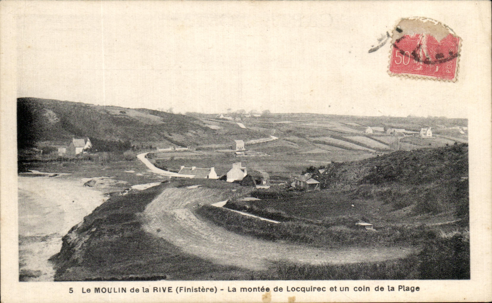 CPA Le Moulin de la rive La Montee de Locquirec et un coin de la Plage