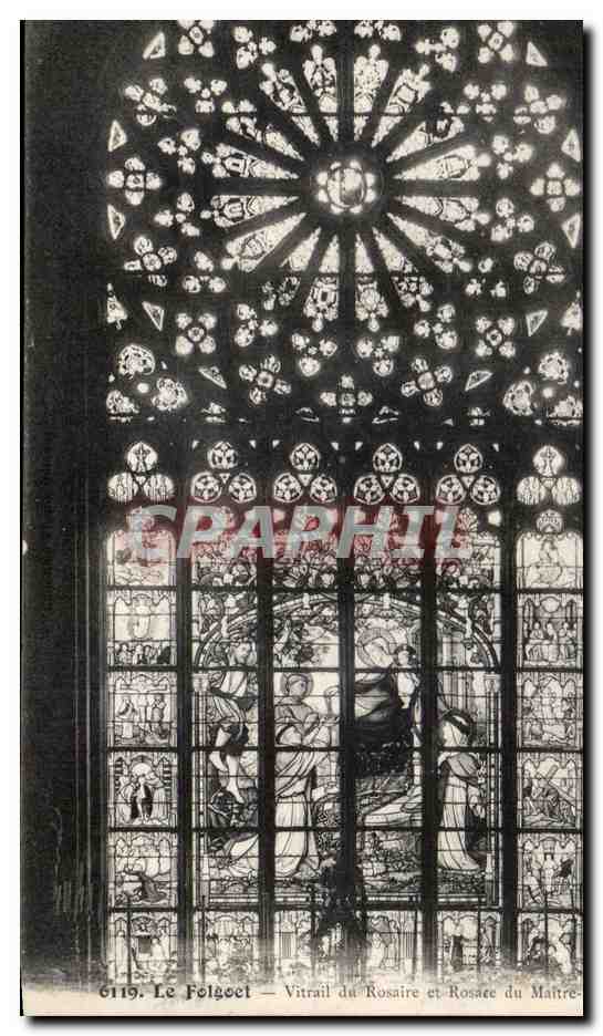 CPA Le Folgoet Vitrail Du Rosaire Et Rosace Du Maitre