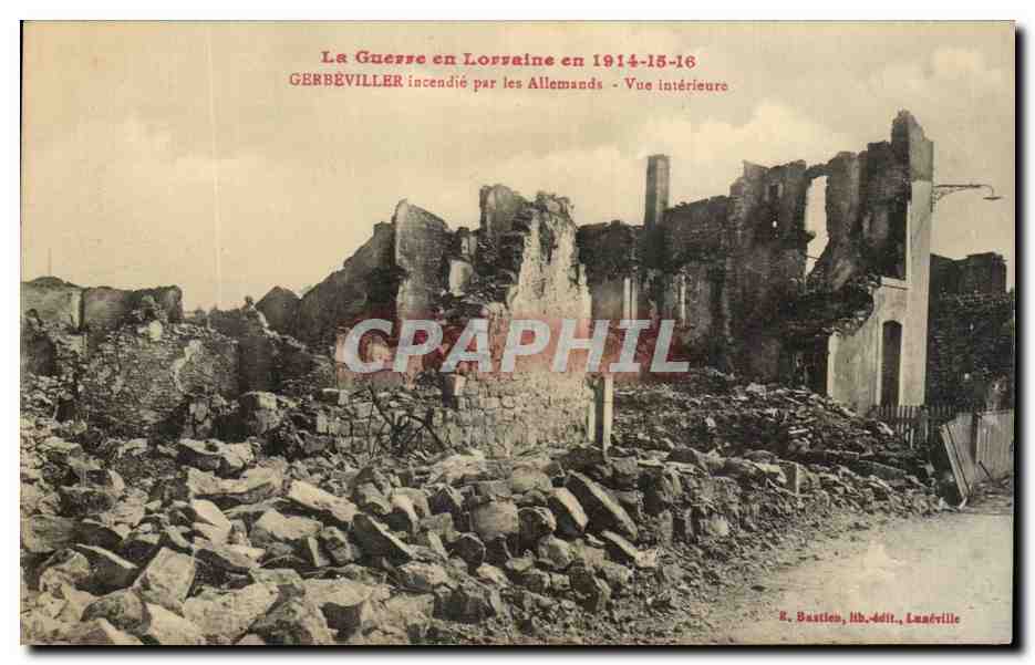 CPA La Guerre En Lorraine En Gerbeviller Incendie Par Les Allemands Vue Interieure Militaria