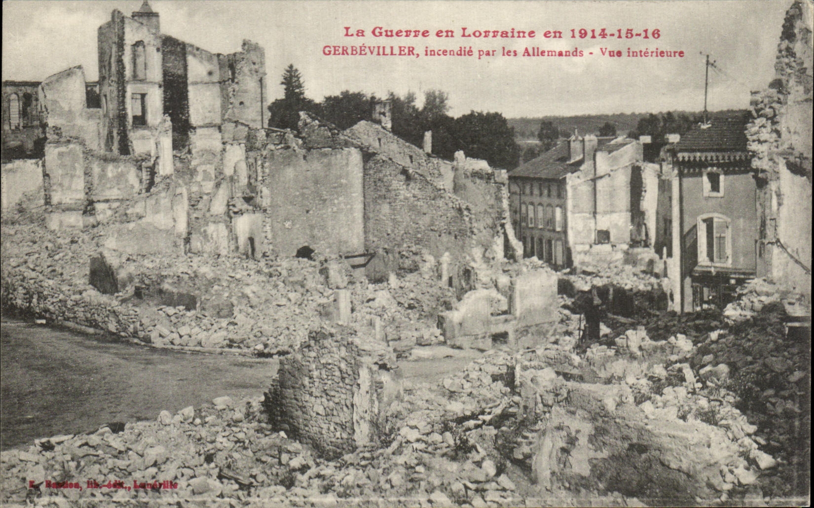 CPA La Guerre En Lorraine Gerbeviller Incendie Par Les Allemands Vue Interieure Militaria