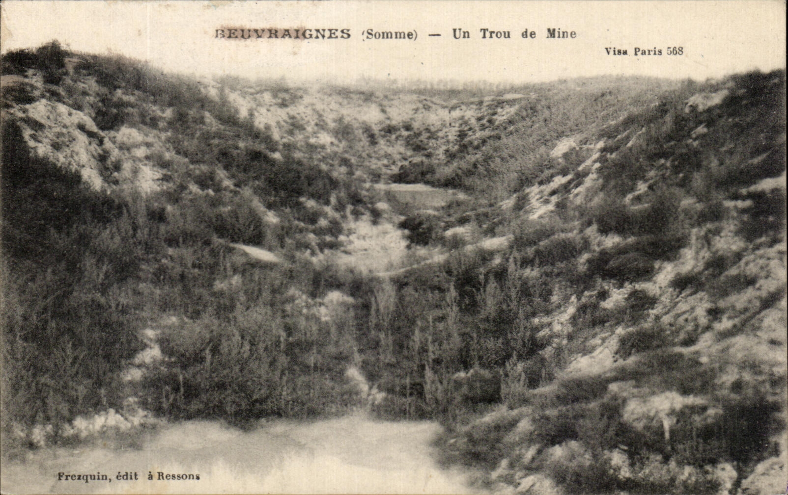 CPA Beuvraignes Un Trou De Mine Militaria