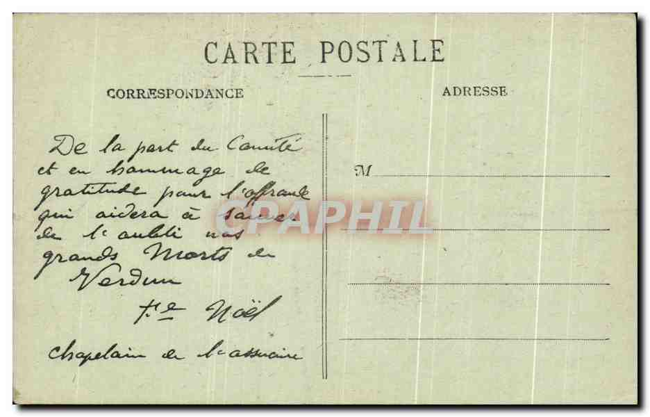 CPA Ossuaire Provisoire Des Champs De Bataille De Verdun Militaria — Rückseite