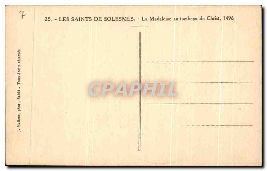 La Madeleine au tombeau du Christ — Série Les Saints de Solesmes — J. Malicot, phot. Satilé — Rückseite