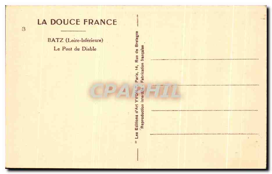 CPA La Douce France Batz Le Pont Du Diable — Back