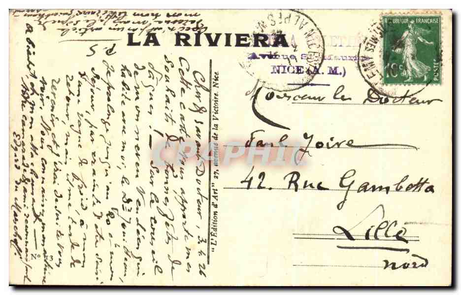 CPA Nice La Baie Des anges Et La Jetee — Rückseite
