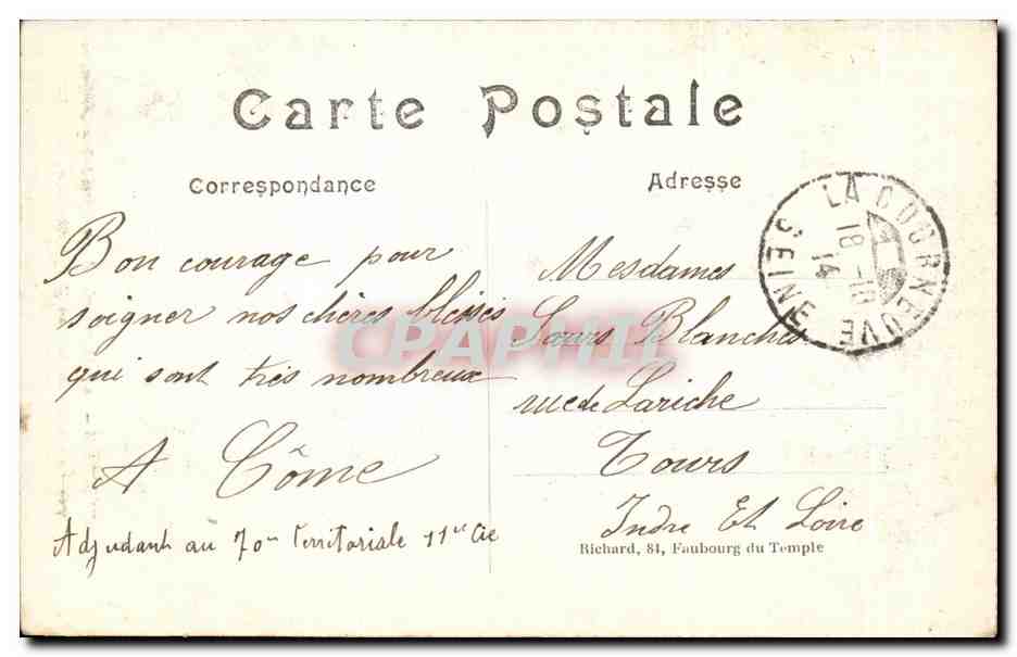 CPA Guerre De 1914 La Cathedrale De Reims Apres Le Bombardement Par Les Allemands Du 6 au 13 septembre  — Verso