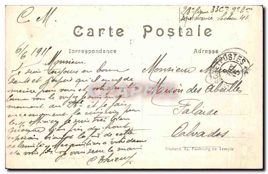Schloss VERMELLES (Pas-de-Calais) — Ruinen nach einem heldenhaften Kampf — A.R. n°131 — Rückseite