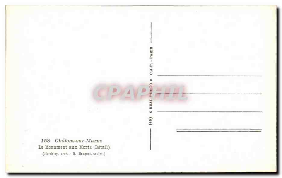 CPA Chalons sur Marne Le Monument aux Morts Militaria  — Verso