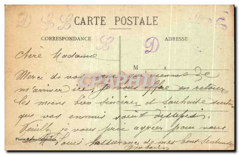 CPA Reims Cimetiere de I'Est Militaria — Rückseite