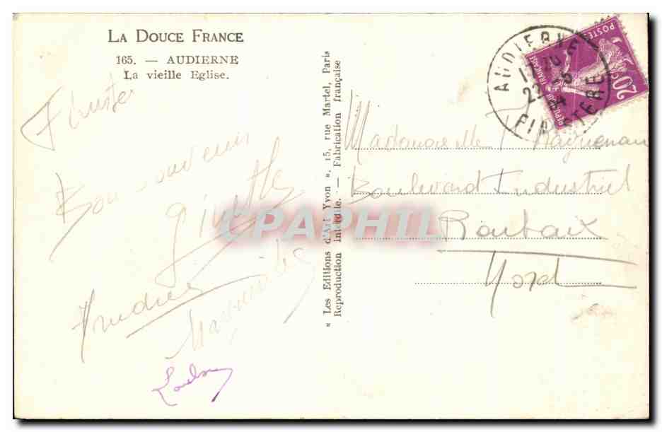 CPSM Audierne La Vieille Eglise — Rückseite