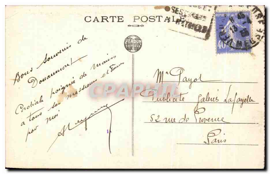 Thiaumont, près Douaumont — La Tranchée des Baïonnettes — Vue Intérieure — Édition Verdun — Verso