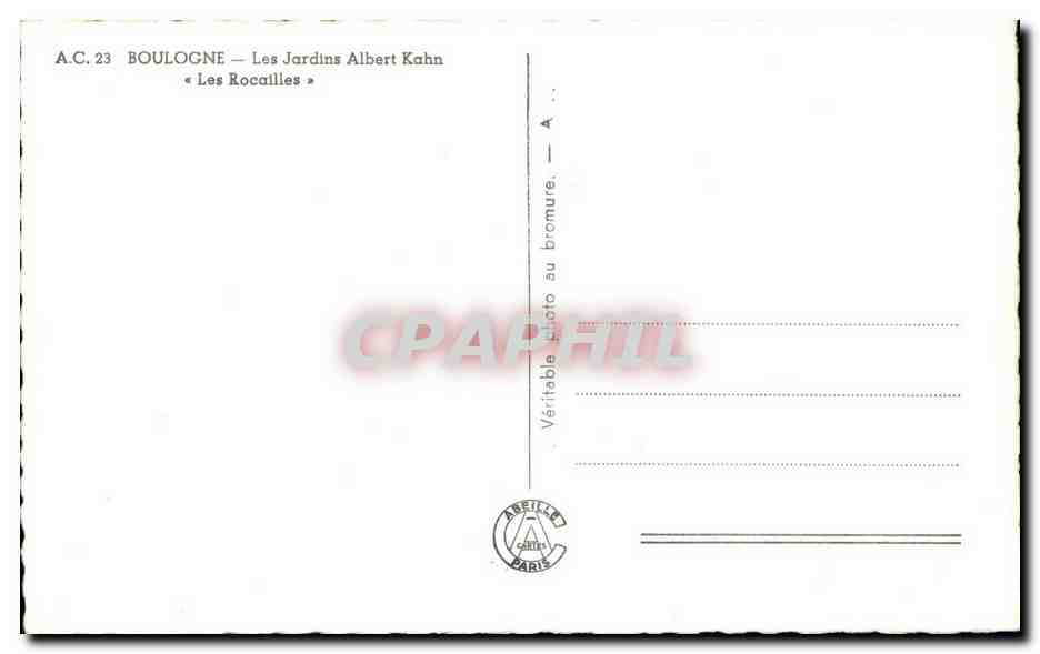 Boulogne — Les Jardins Albert Kahn — Les Rocailles — Verso