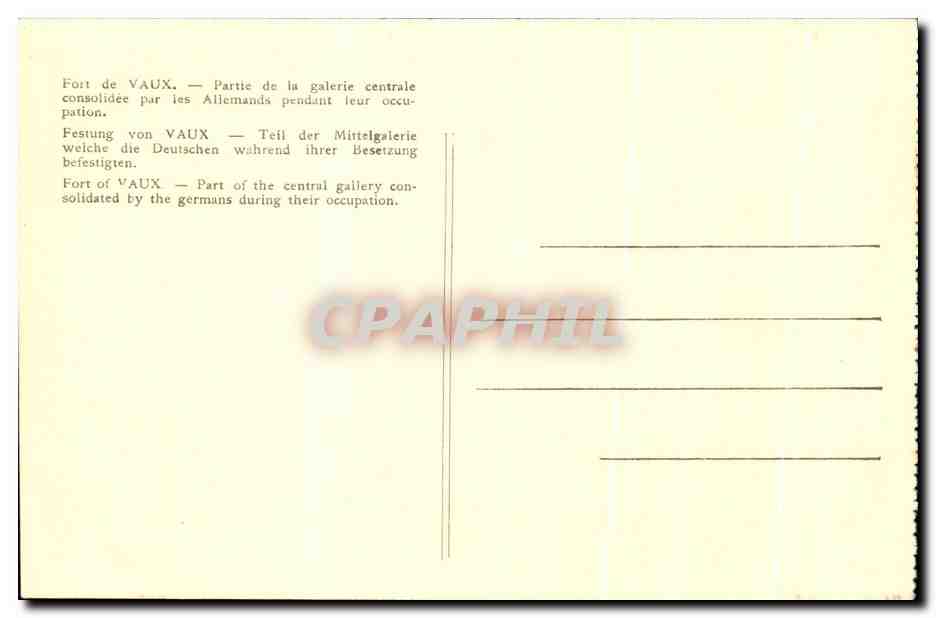 Fort de VAUX — Partie de la galerie centrale consolidée par les Allemands pendant leur occupation — Verso