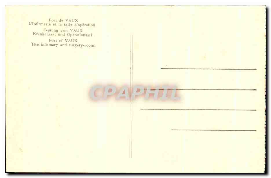 Fort de Vaux — Infirmerie et salle d'opération — CPAPHIL — Verso